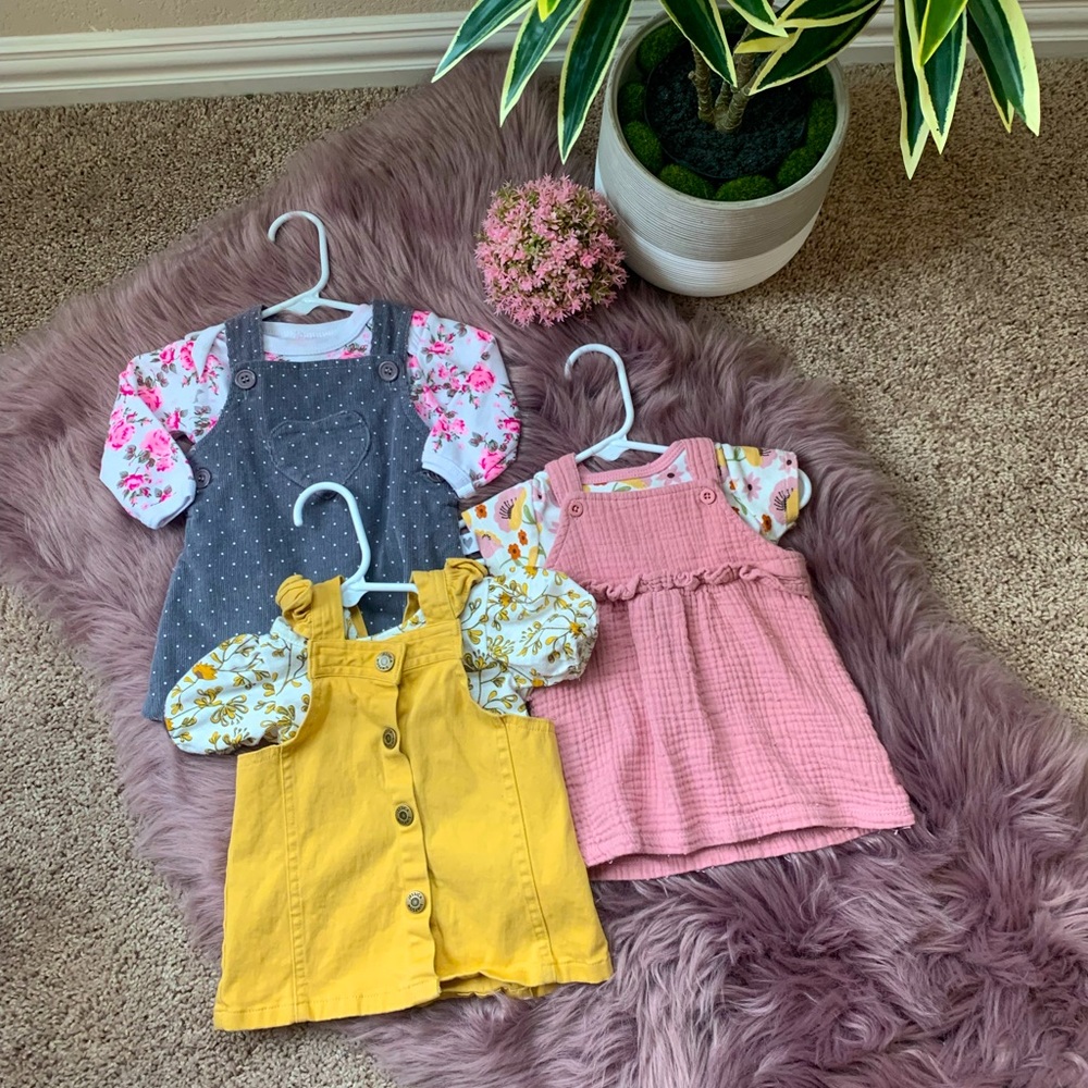 0-3 month baby overall dresses / jumpers, comes with all 3!